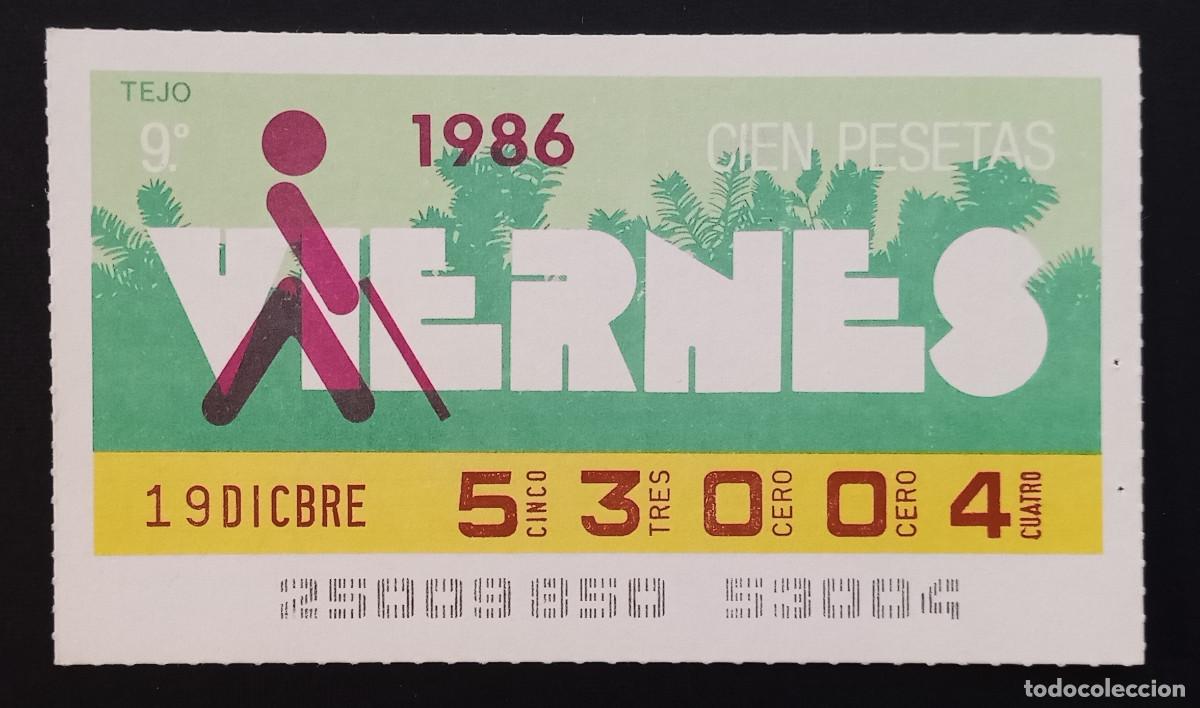 Cupones ONCE: CUP&Oacute;N ONCE - 19-DICIEMBRE-1986 - TEJO