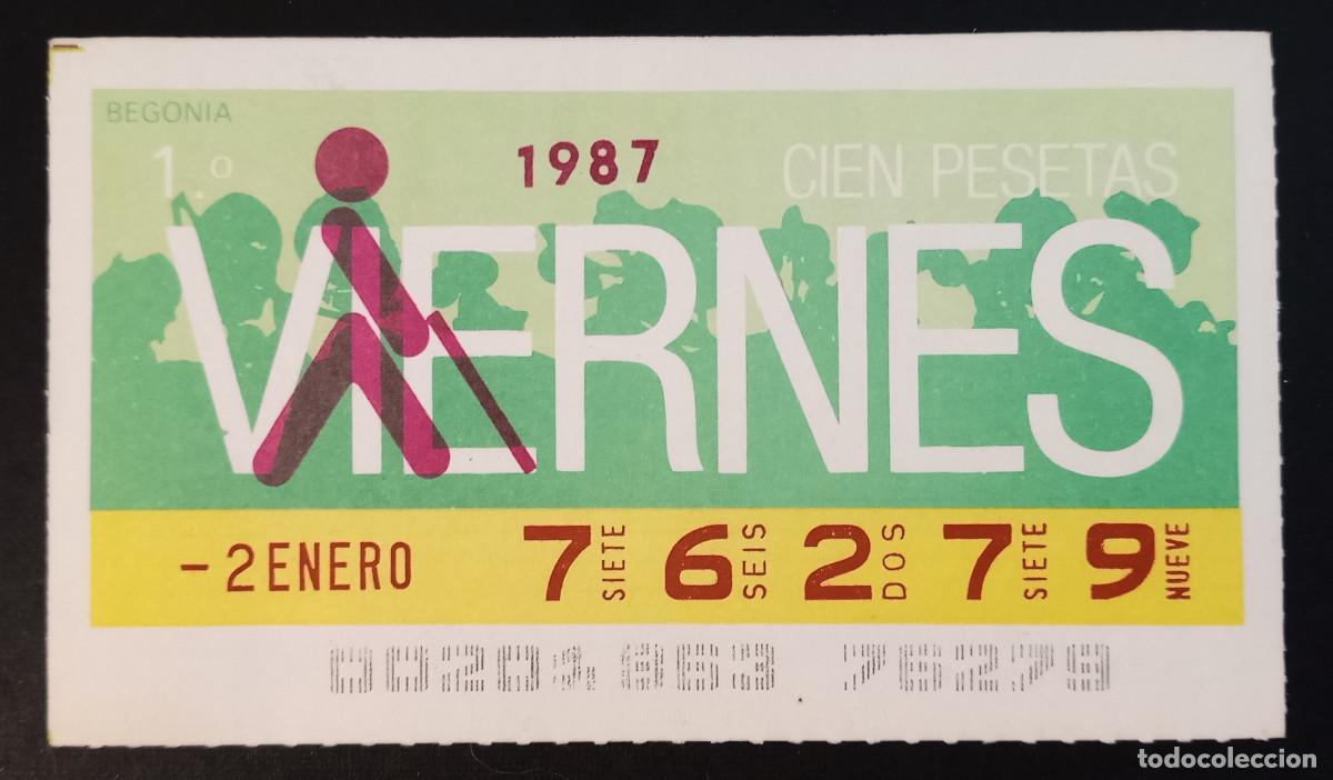 Cupones ONCE: CUP&Oacute;N ONCE - 2-ENERO-1987 - BEGONIA - Foto 1