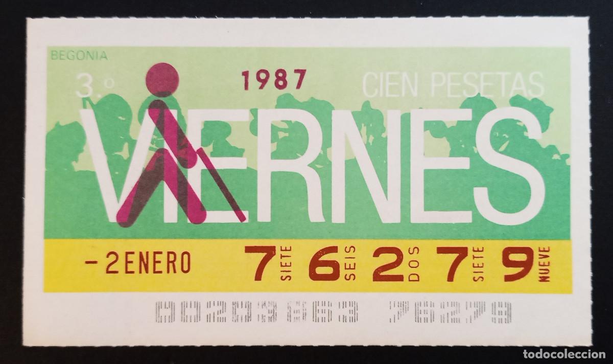 Cupones ONCE: CUP&Oacute;N ONCE - 2-ENERO-1987 - BEGONIA - Foto 1