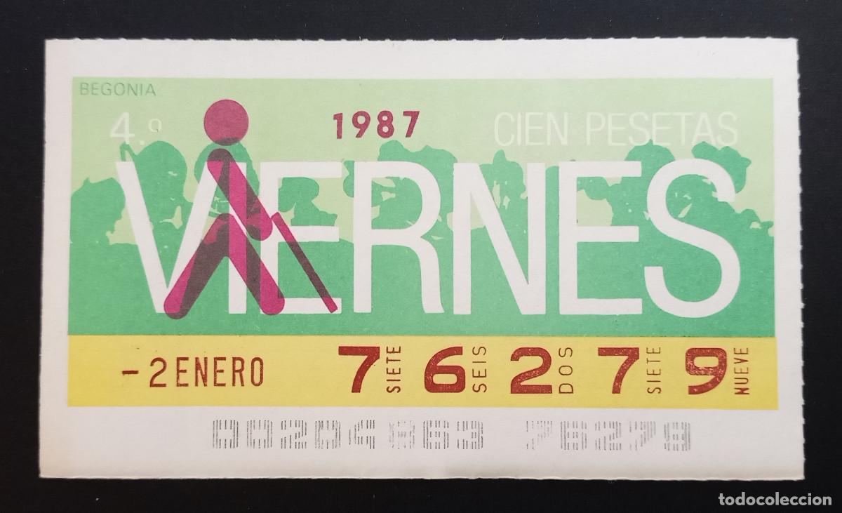 Cupones ONCE: CUP&Oacute;N ONCE - 2-ENERO-1987 - BEGONIA - Foto 1