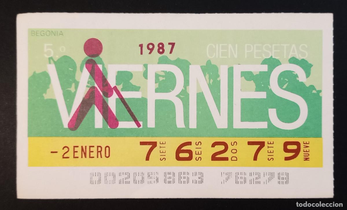 Cupones ONCE: CUP&Oacute;N ONCE - 2-ENERO-1987 - BEGONIA - Foto 1