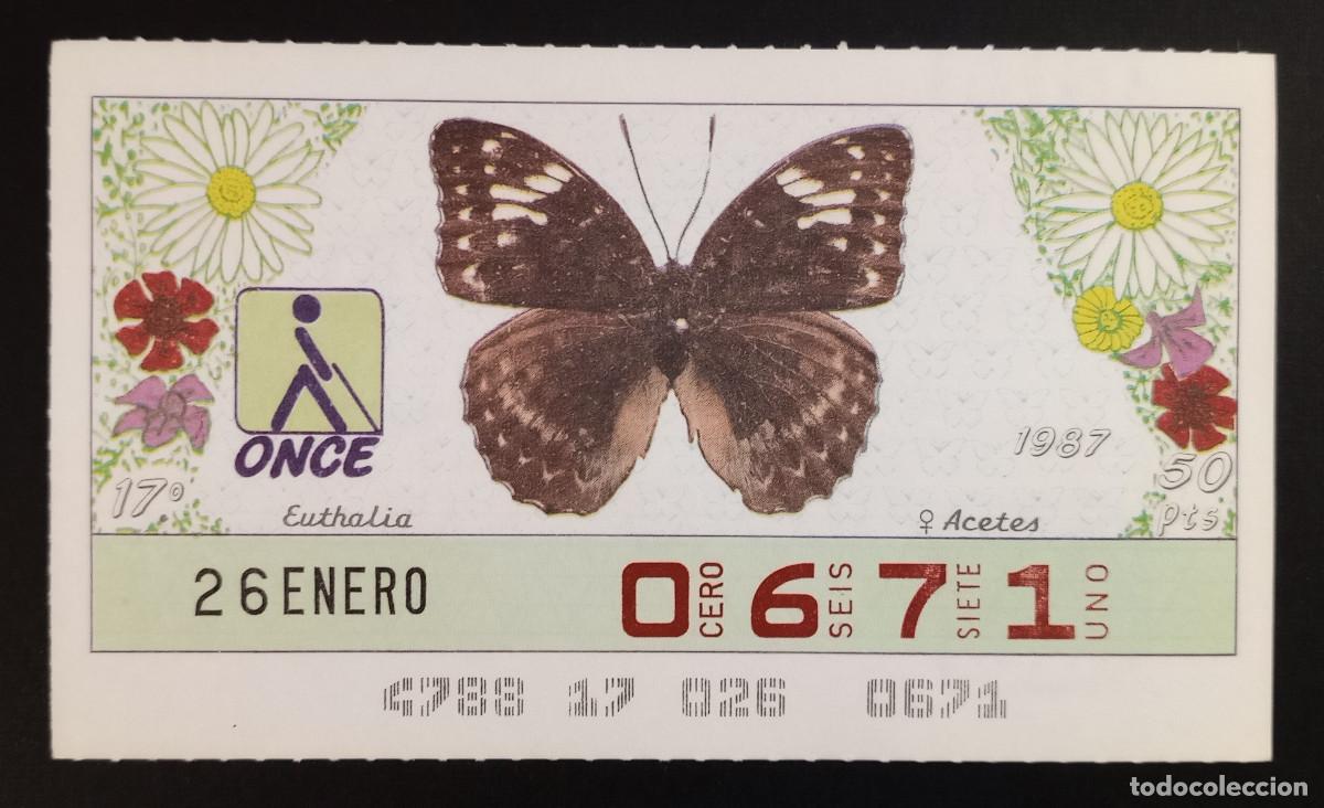 Cupones ONCE: CUP&Oacute;N ONCE - 26-ENERO-1987 - EUTHALIA, ACETES - Foto 1