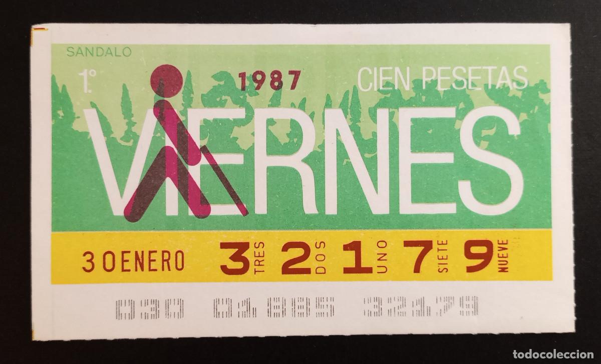 Cupones ONCE: CUP&Oacute;N ONCE - 30-ENERO-1987 - SANDALO - Foto 1