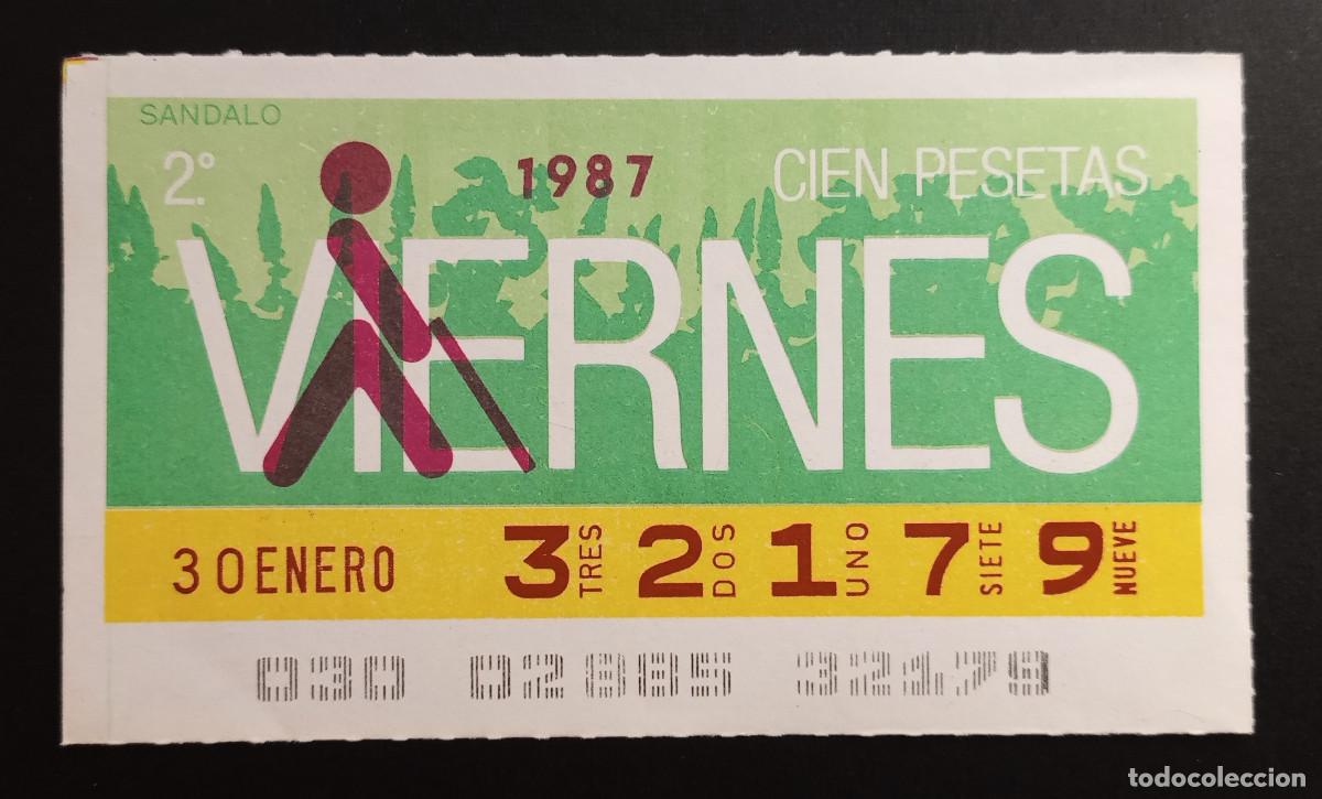 Cupones ONCE: CUP&Oacute;N ONCE - 30-ENERO-1987 - SANDALO