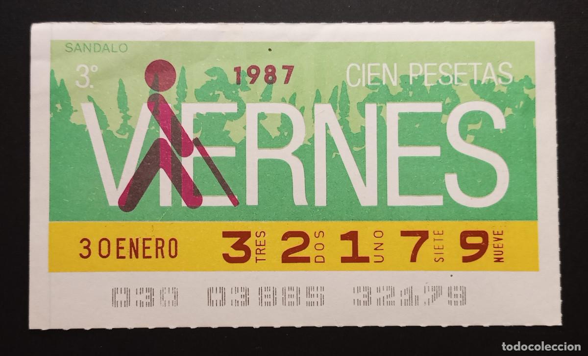 Cupones ONCE: CUP&Oacute;N ONCE - 30-ENERO-1987 - SANDALO - Foto 1