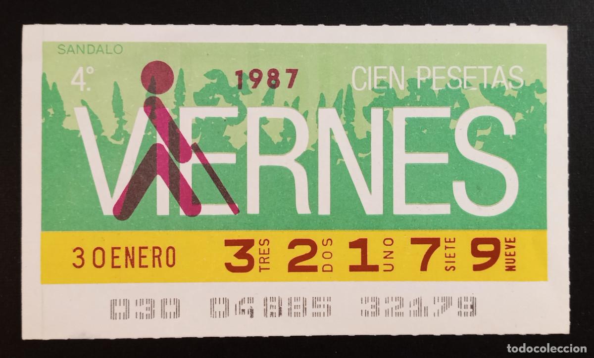 Cupones ONCE: CUP&Oacute;N ONCE - 30-ENERO-1987 - SANDALO