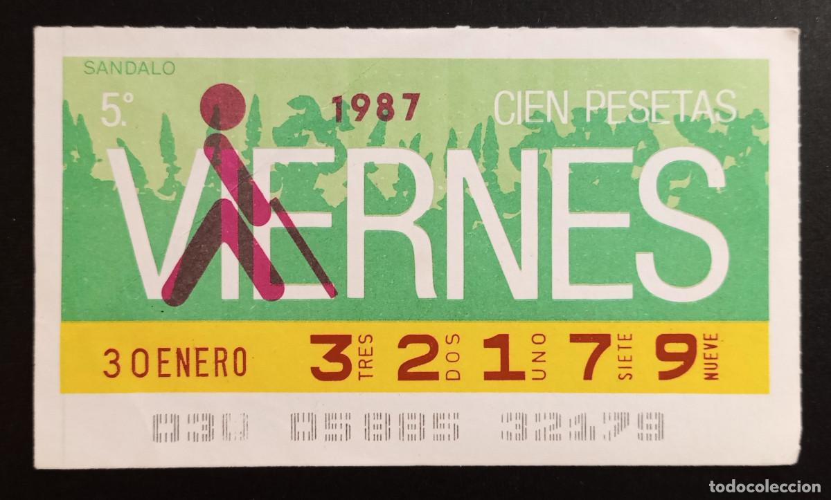 Cupones ONCE: CUP&Oacute;N ONCE - 30-ENERO-1987 - SANDALO - Foto 1