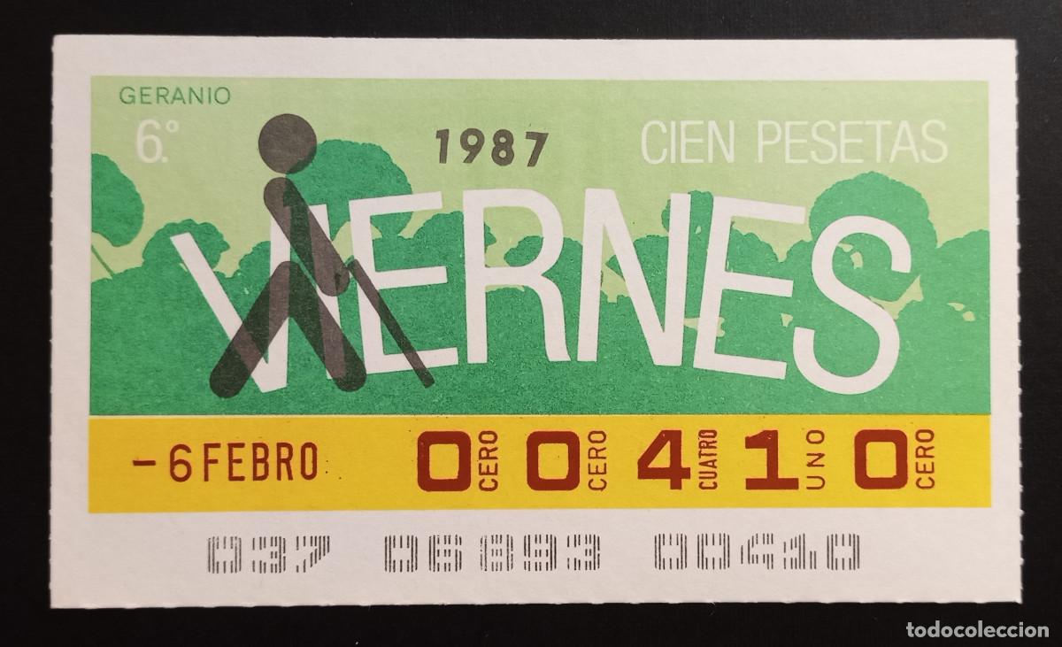 Cupones ONCE: CUP&Oacute;N ONCE - 6-FEBRERO-1987 - GERANIO - Foto 1