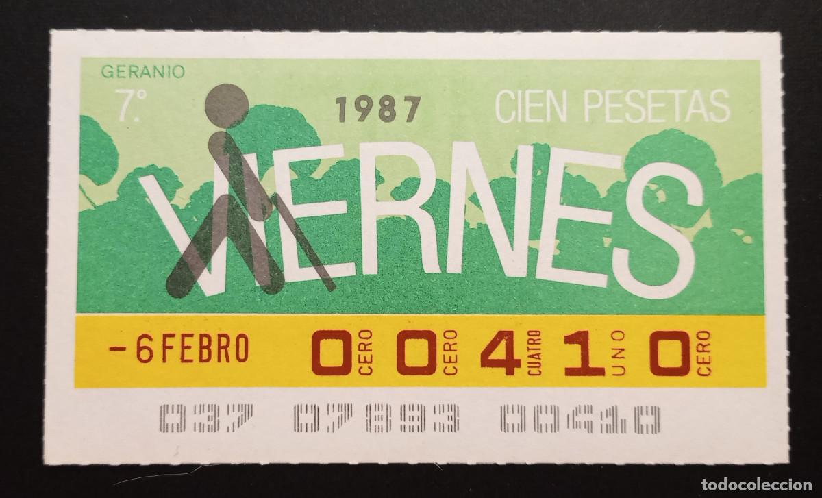 Cupones ONCE: CUP&Oacute;N ONCE - 6-FEBRERO-1987 - GERANIO