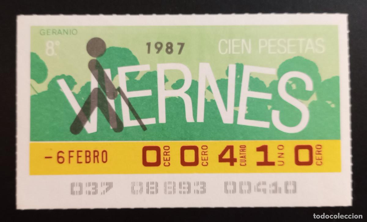 Cupones ONCE: CUP&Oacute;N ONCE - 6-FEBRERO-1987 - GERANIO