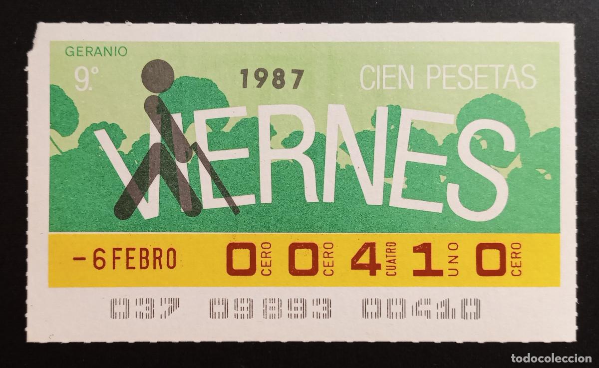 Cupones ONCE: CUP&Oacute;N ONCE - 6-FEBRERO-1987 - GERANIO