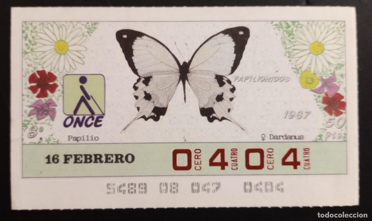 Cupones ONCE: CUP&Oacute;N ONCE - 16-FEBRERO-1987 - PAPILIONIDOS, DARDANUS