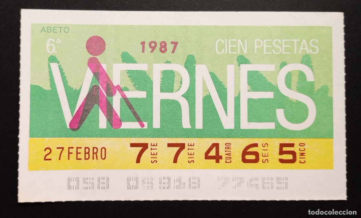 Cupones ONCE: CUP&Oacute;N ONCE - 27-FEBRERO-1987 - ABETO