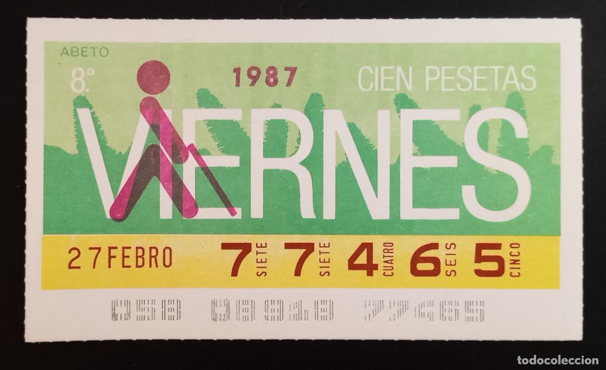 Cupones ONCE: CUP&Oacute;N ONCE - 27-FEBRERO-1987 - ABETO