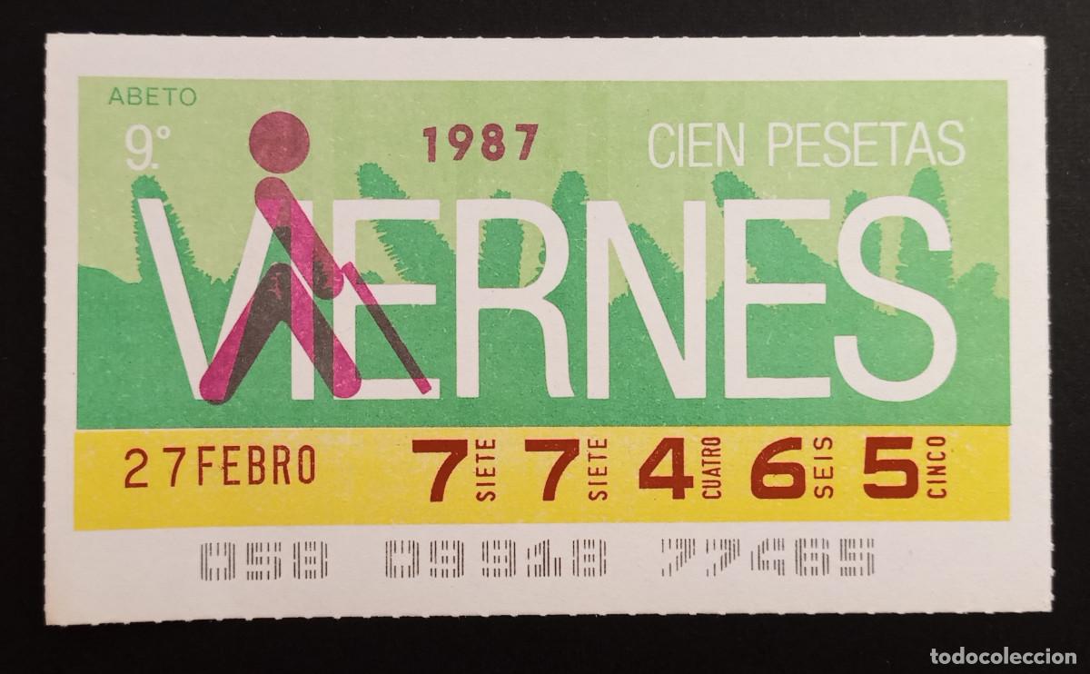 Cupones ONCE: CUP&Oacute;N ONCE - 27-FEBRERO-1987 - ABETO