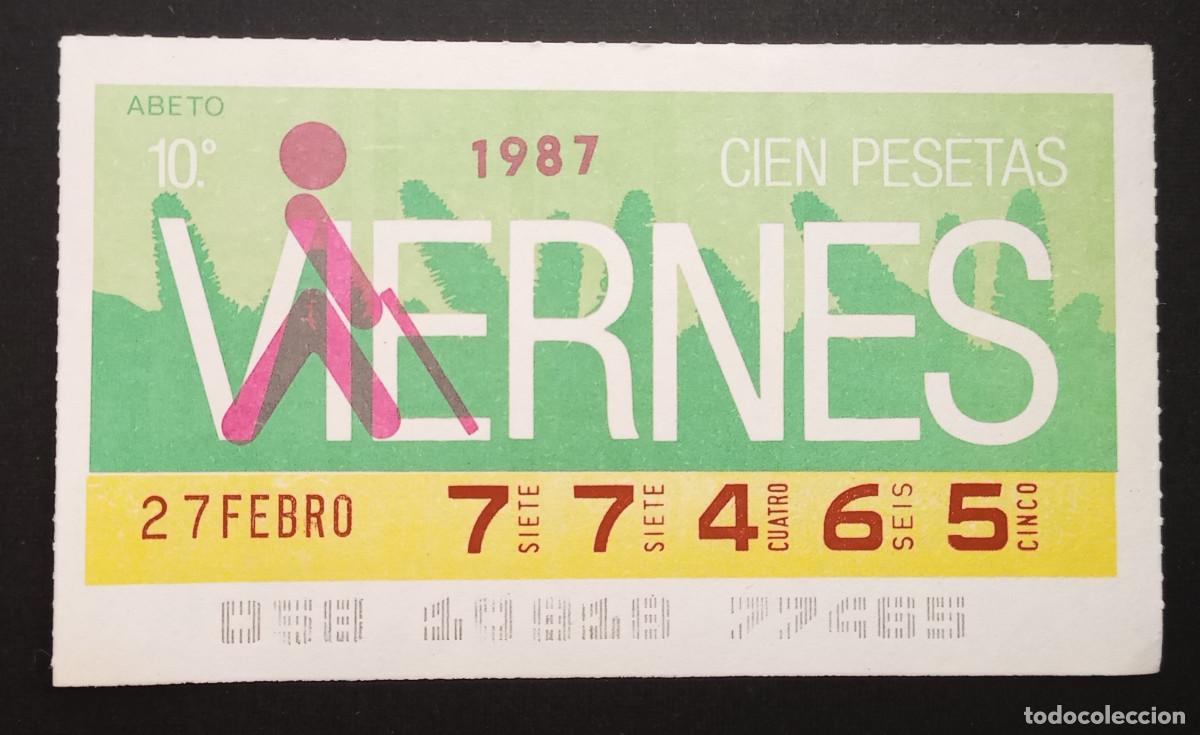 Cupones ONCE: CUP&Oacute;N ONCE - 27-FEBRERO-1987 - ABETO