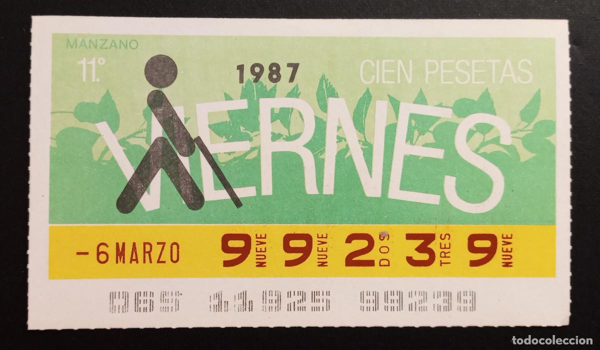 Cupones ONCE: CUP&Oacute;N ONCE - 6-MARZO-1987 - MANZANO - Foto 1