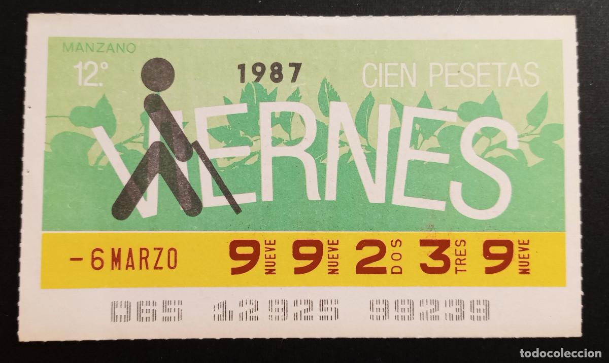 Cupones ONCE: CUP&Oacute;N ONCE - 6-MARZO-1987 - MANZANO - Foto 1