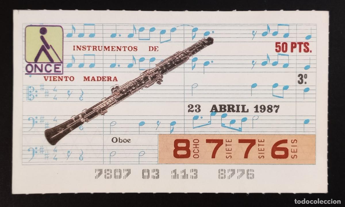 Cupones ONCE: CUP&Oacute;N ONCE - 23-ABRIL-1987 - INSTRUMENTOS DE VIENTO MADERA, OBOE