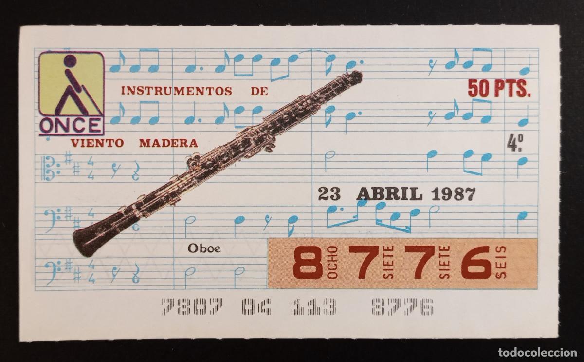 Cupones ONCE: CUP&Oacute;N ONCE - 23-ABRIL-1987 - INSTRUMENTOS DE VIENTO MADERA, OBOE
