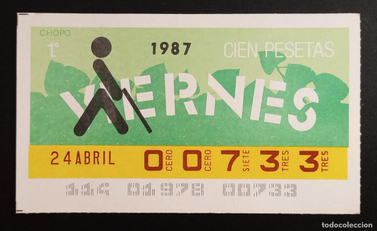Cupones ONCE: CUP&Oacute;N ONCE - 24-ABRIL-1987 - CHOPO - Foto 1