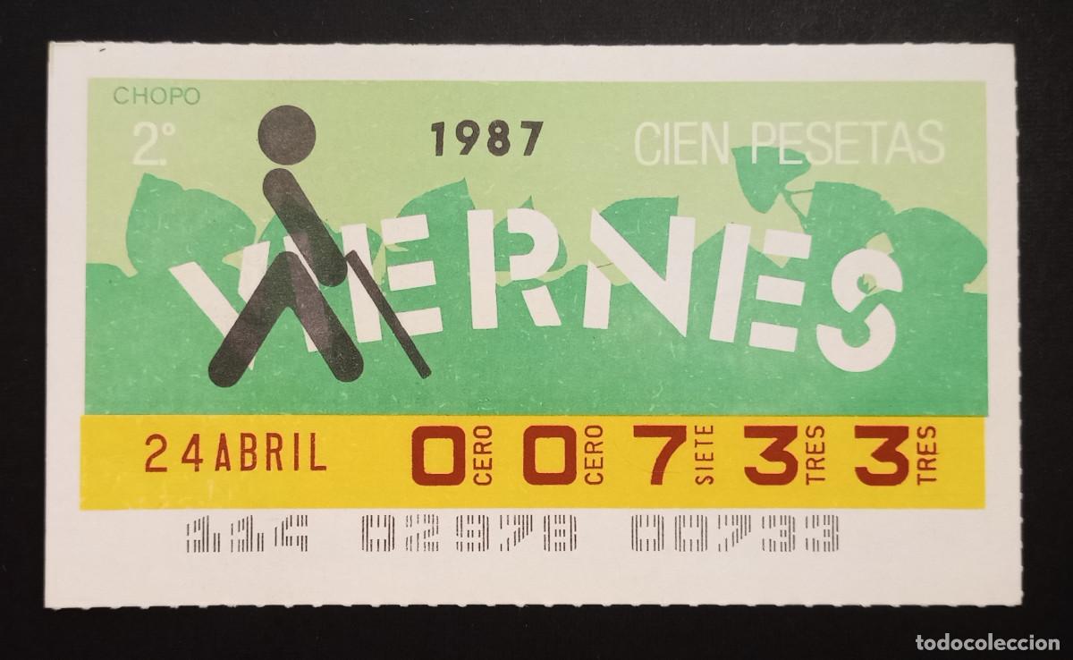 Cupones ONCE: CUP&Oacute;N ONCE - 24-ABRIL-1987 - CHOPO - Foto 1