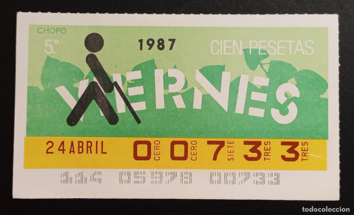 Cupones ONCE: CUP&Oacute;N ONCE - 24-ABRIL-1987 - CHOPO - Foto 1