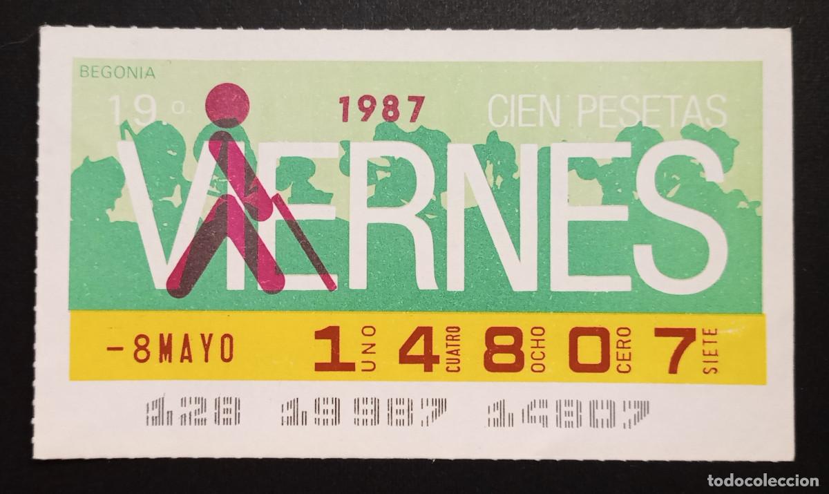 Cupones ONCE: CUP&Oacute;N ONCE - 8-MAYO-1987 - BEGONIA