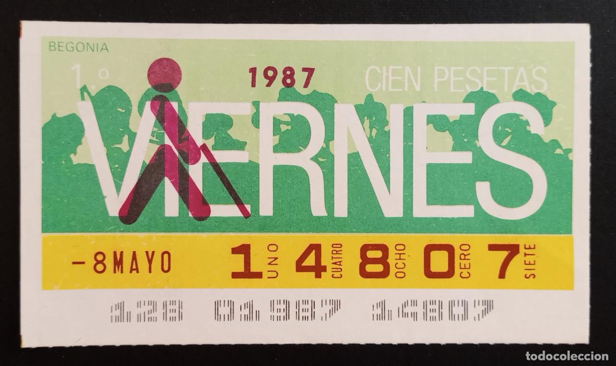 Cupones ONCE: CUP&Oacute;N ONCE - 8-MAYO-1987 - BEGONIA - Foto 1