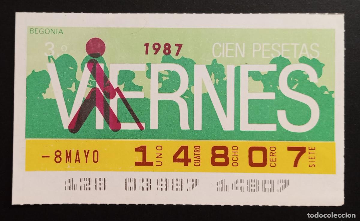 Cupones ONCE: CUP&Oacute;N ONCE - 8-MAYO-1987 - BEGONIA - Foto 1