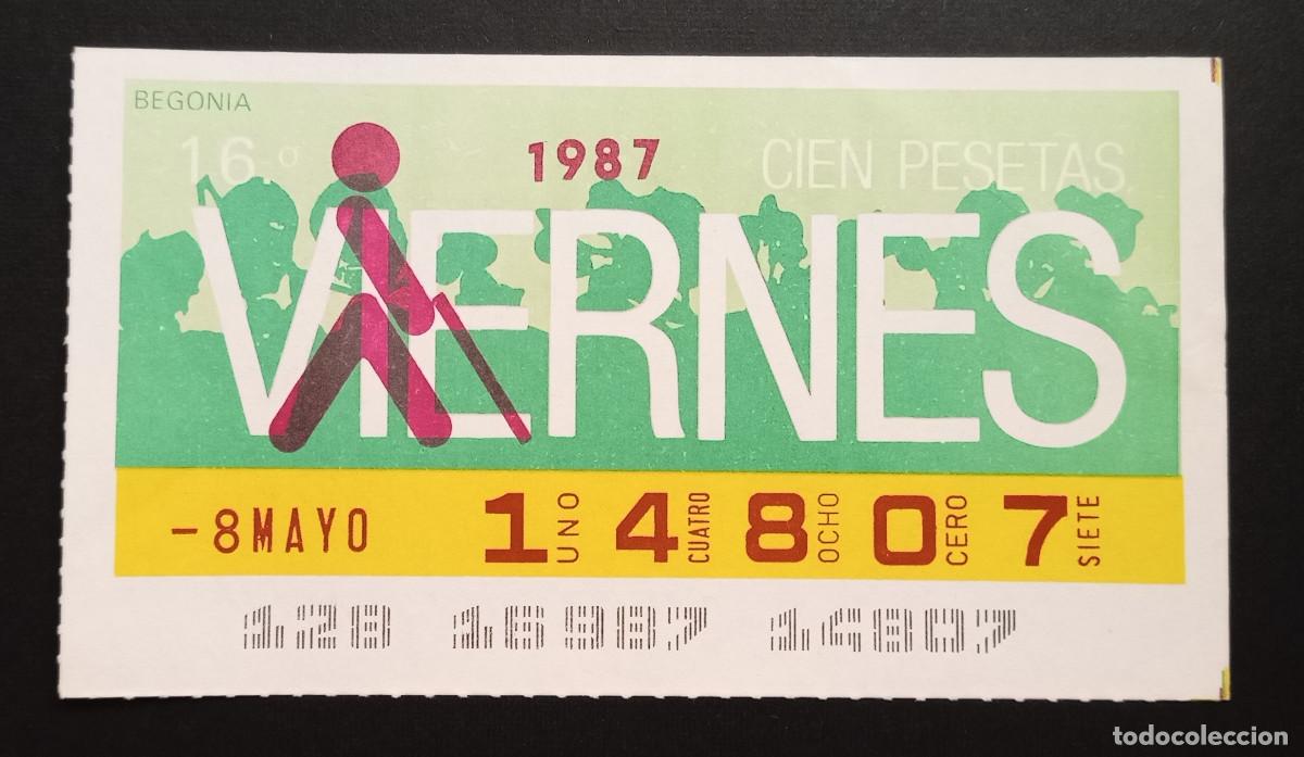 Cupones ONCE: CUP&Oacute;N ONCE - 8-MAYO-1987 - BEGONIA - Foto 1