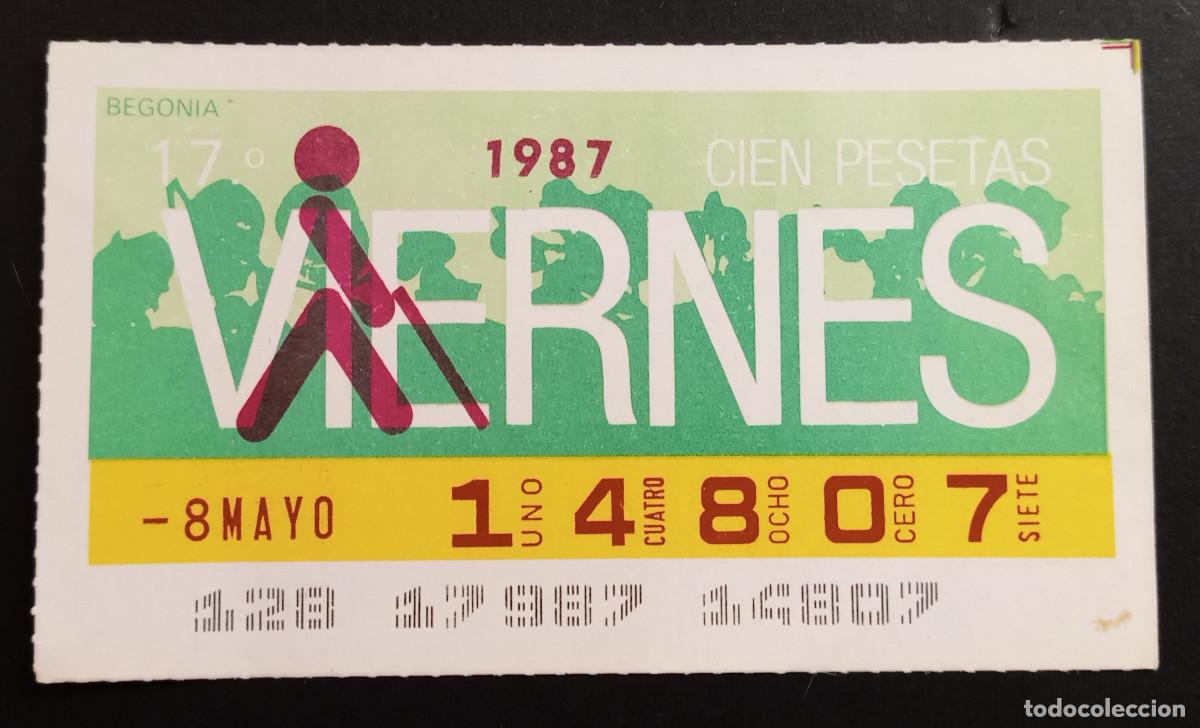 Cupones ONCE: CUP&Oacute;N ONCE - 8-MAYO-1987 - BEGONIA - Foto 1
