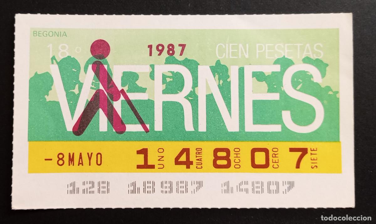 Bilhetes ONCE: CUP&Oacute;N ONCE - 8-MAYO-1987 - BEGONIA
