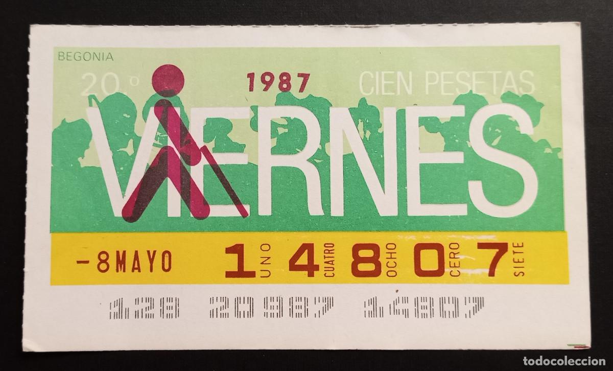 Cupones ONCE: CUP&Oacute;N ONCE - 8-MAYO-1987 - BEGONIA - Foto 1