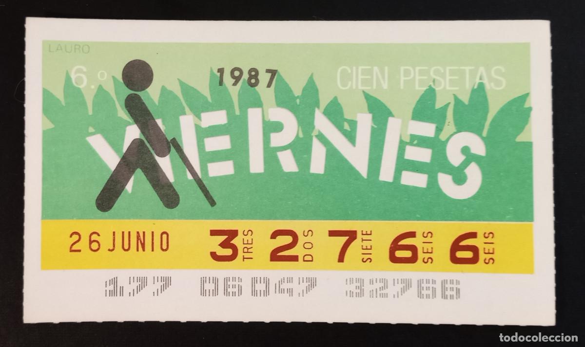 Cupones ONCE: CUP&Oacute;N ONCE -26-JUNIO-1987 - LAURO - Foto 1