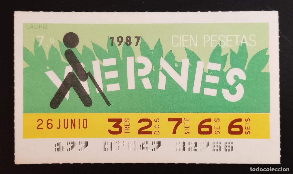 Cupones ONCE: CUP&Oacute;N ONCE -26-JUNIO-1987 - LAURO - Foto 1