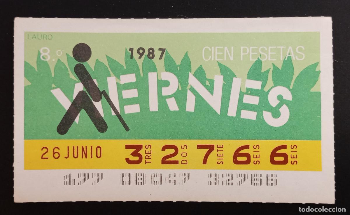 Cupones ONCE: CUP&Oacute;N ONCE -26-JUNIO-1987 - LAURO - Foto 1