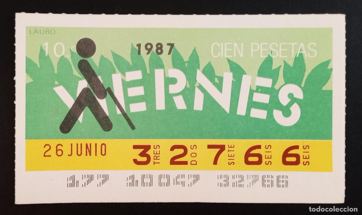 Cupones ONCE: CUP&Oacute;N ONCE -26-JUNIO-1987 - LAURO - Foto 1