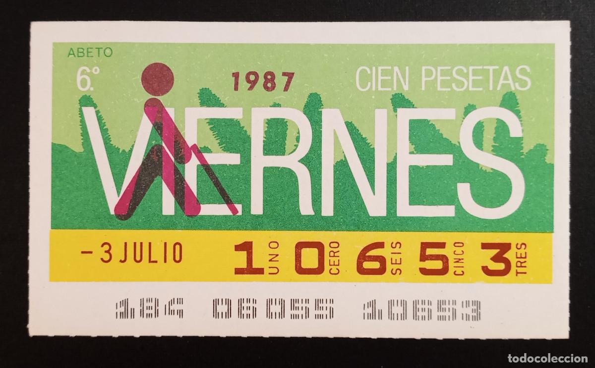 Cupones ONCE: CUP&Oacute;N ONCE - 3-JULIO-1987 - ABETO