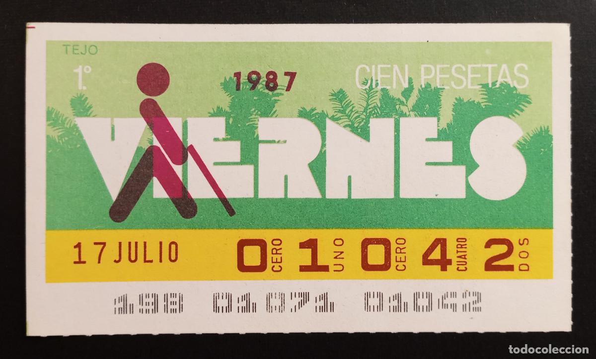 Cupones ONCE: CUP&Oacute;N ONCE - 17-JULIO-1987 - TEJO - Foto 1