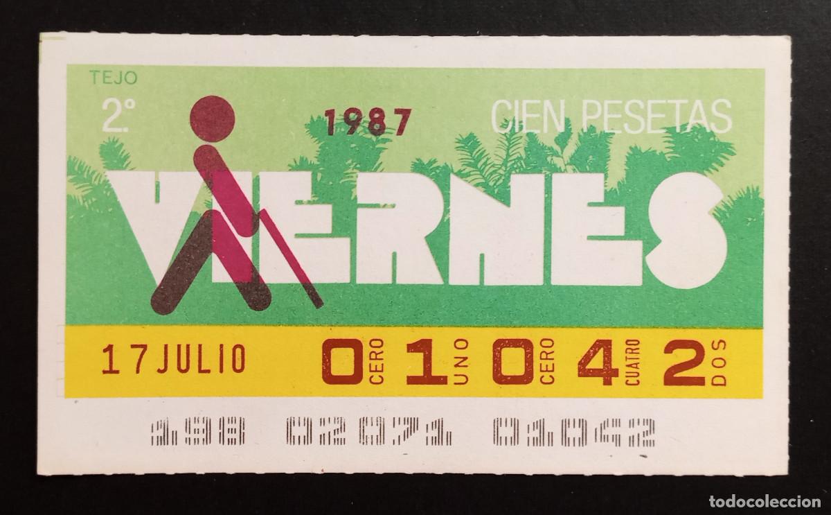 Cupones ONCE: CUP&Oacute;N ONCE - 17-JULIO-1987 - TEJO - Foto 1