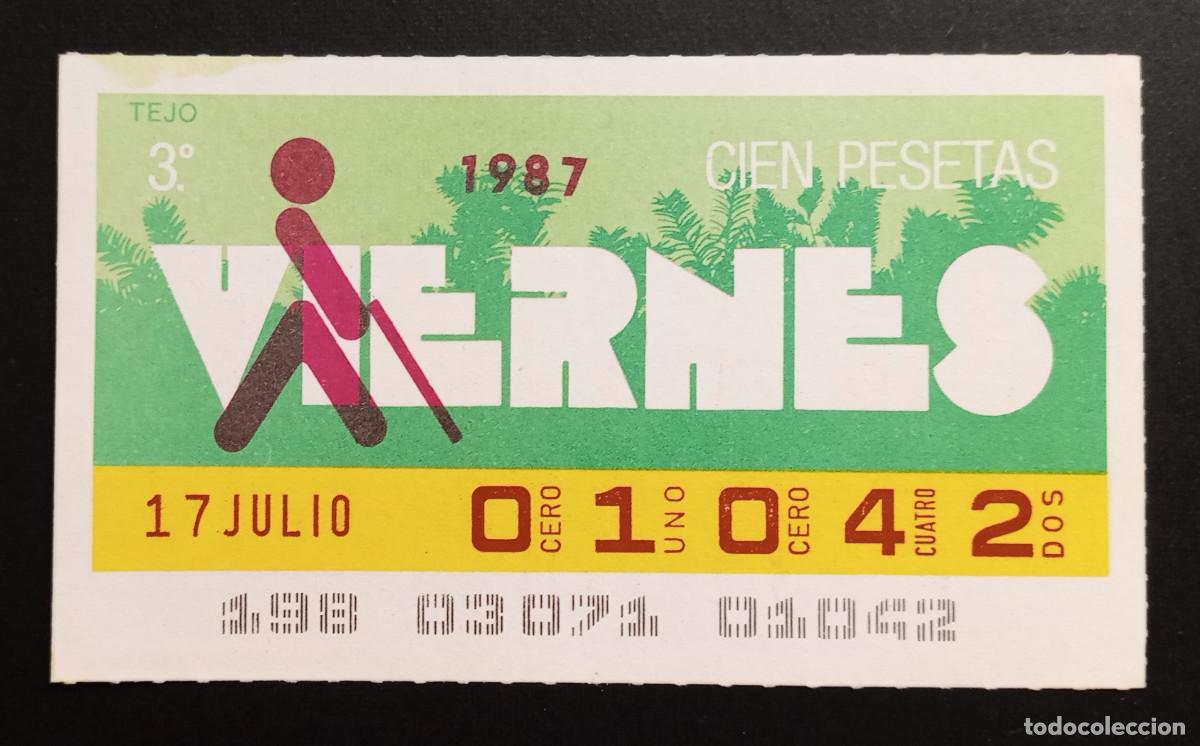 Cupones ONCE: CUP&Oacute;N ONCE - 17-JULIO-1987 - TEJO - Foto 1