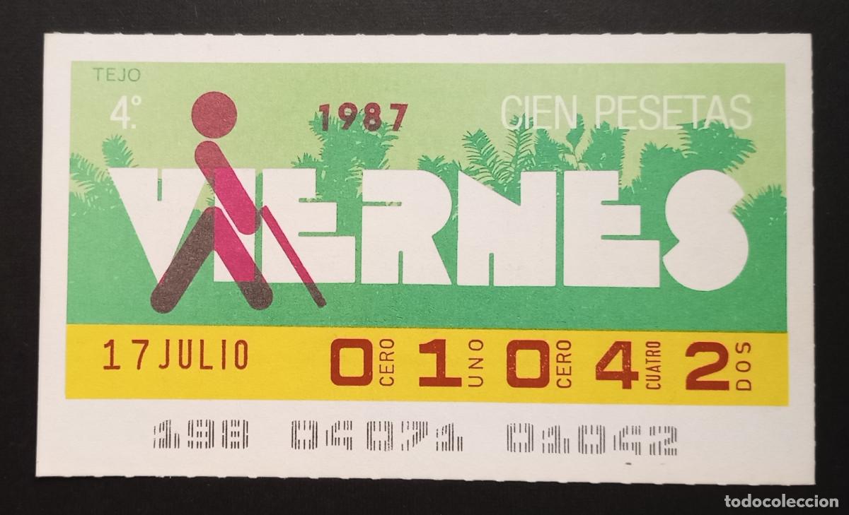 Cupones ONCE: CUP&Oacute;N ONCE - 17-JULIO-1987 - TEJO - Foto 1