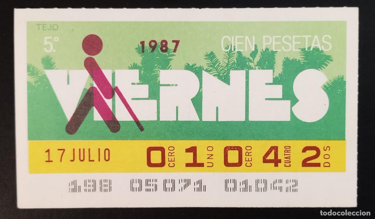 Cupones ONCE: CUP&Oacute;N ONCE - 17-JULIO-1987 - TEJO - Foto 1
