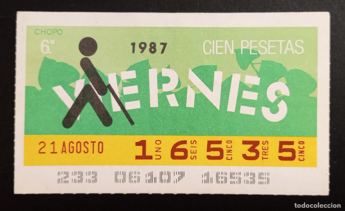 Cupones ONCE: CUP&Oacute;N ONCE - 21-AGOSTO-1987 - CHOPO - Foto 1