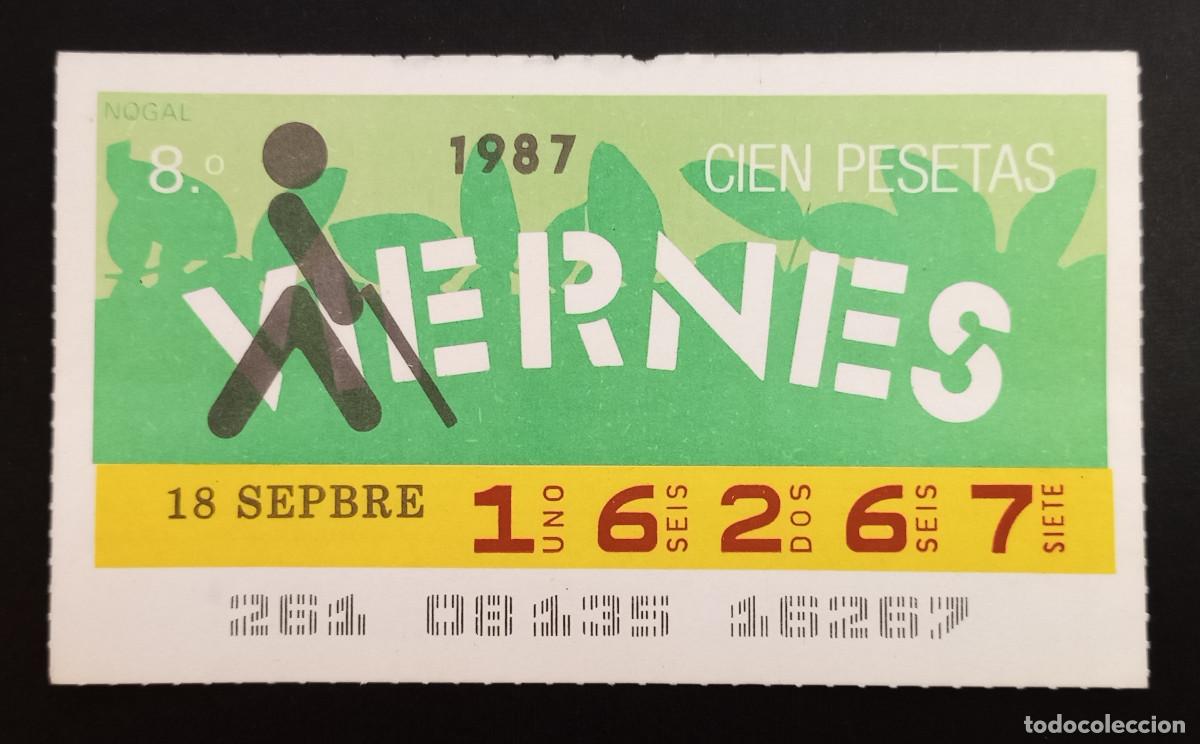 Cupones ONCE: CUP&Oacute;N ONCE - 18-SEPTIEMBRE-1987 - NOGAL