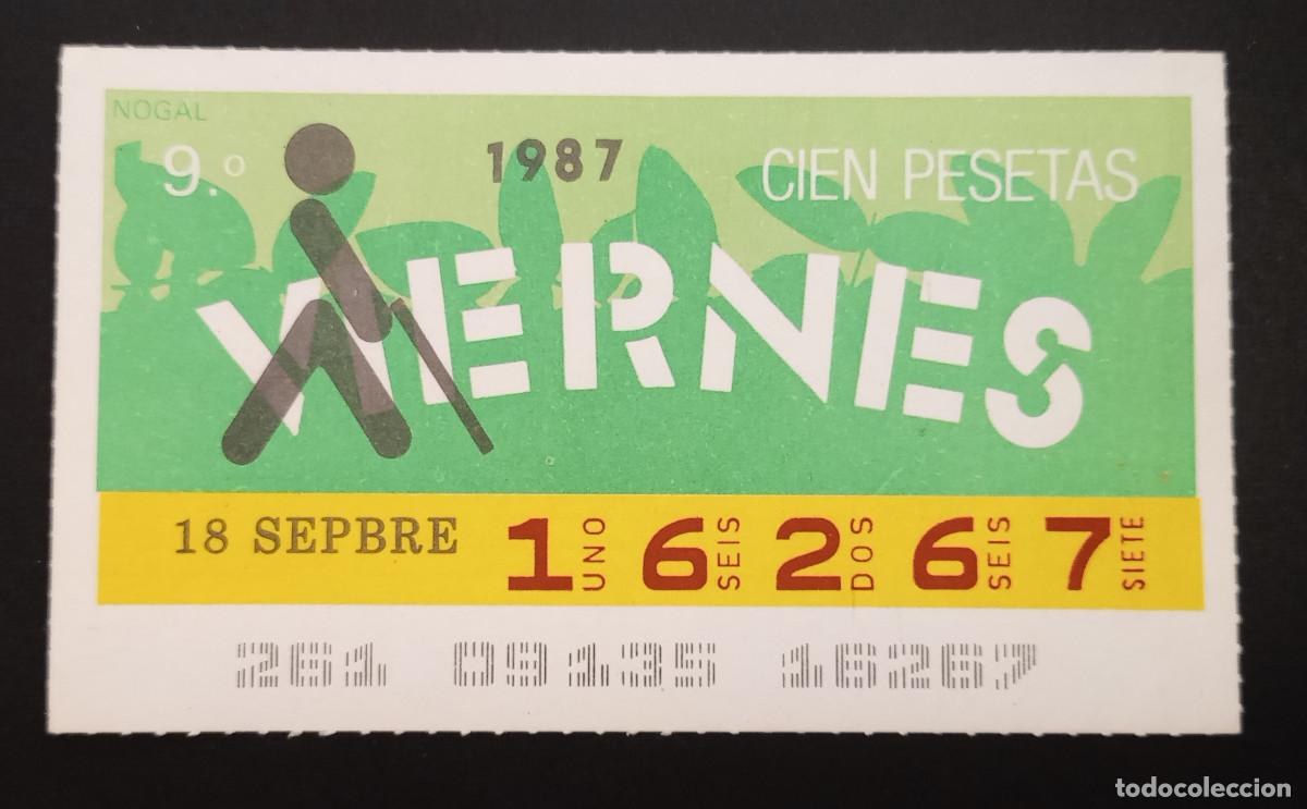 Cupones ONCE: CUP&Oacute;N ONCE - 18-SEPTIEMBRE-1987 - NOGAL