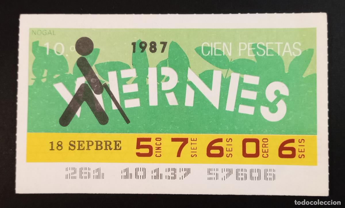 Cupones ONCE: CUP&Oacute;N ONCE - 18-SEPTIEMBRE-1987 - NOGAL