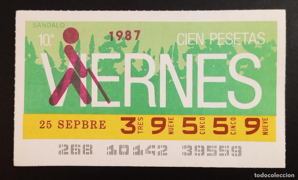 Cupones ONCE: CUP&Oacute;N ONCE - 25-SEPTIEMBRE-1987 - SANDALO