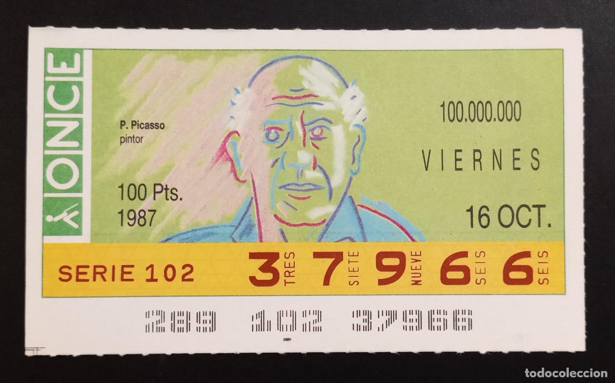 Cupones ONCE: CUP&Oacute;N ONCE - 16-OCTUBRE-1987 - P. PICASSO, PINTOR